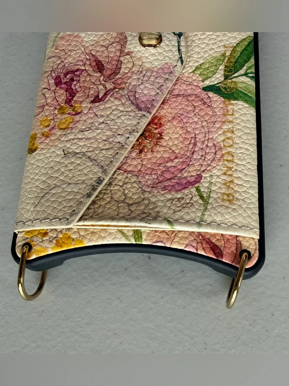 Bandolier Lily Ceci Ivory Floral Gold iPhone 13 Pro Leather Case + Strap